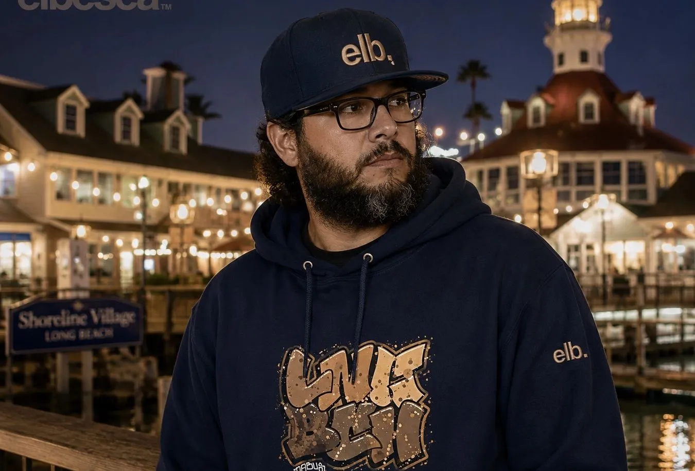 LNG BCH Graffiti Hoodie — Navy